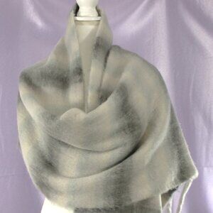 Steve Madden Brushed Fringe Wrap Scarf Gray Ombre Soft Cozy Winter Shawl